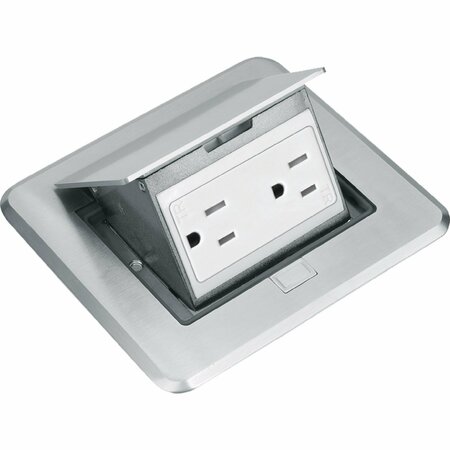 NEWHOUSE ELECTRIC Pop Up Floor Box with 15 Amp TR Outlets, Satin Nickel 7400NI